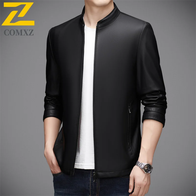 Mens Leather Jacket 2025 Lightw Luxurious Business Leisure Working Coat Premium Comfort Windproof Spring Autumn New Man Clothing