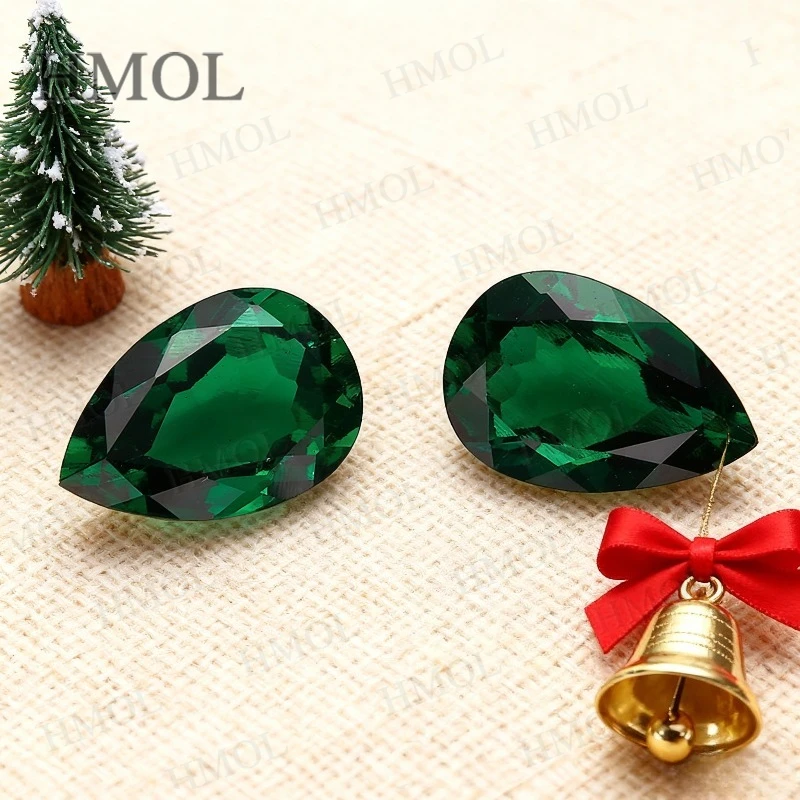 Lab Grown Zambian Emerald Pear Cut 3x5mm-13x18mm Hand Cutting AGL Selectable For Rings Earrings Pendant Jewelry Making Design
