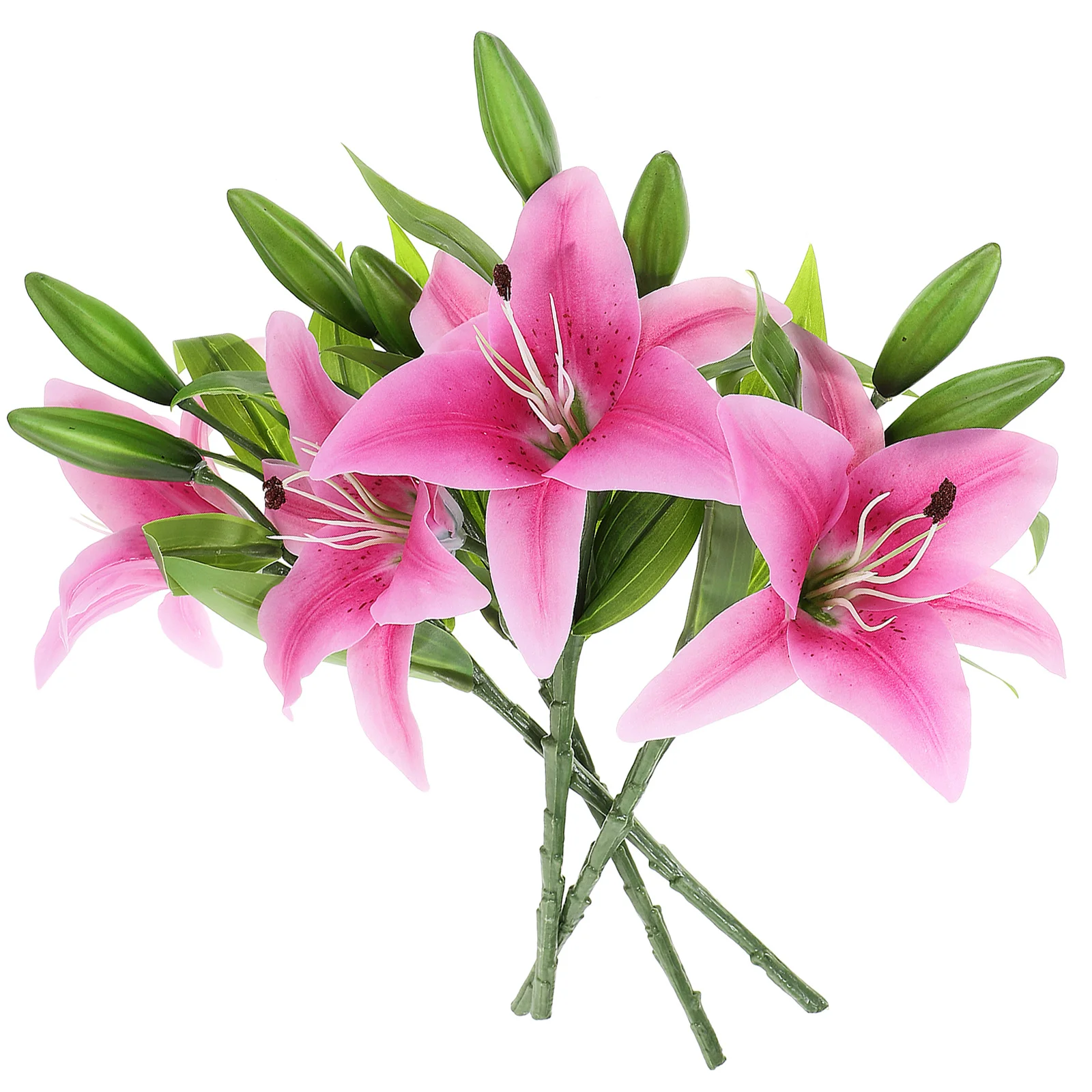 

4Pcs Simulation Artificial Lily Flowers Realistic Bouquet PVC Decorative Flower for Wedding Birthday Party Home Office