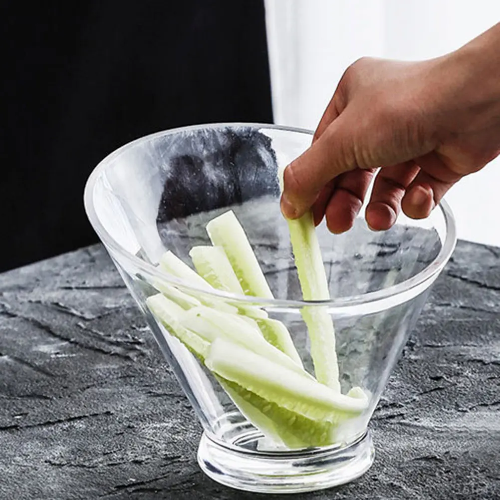 Clear Acrylic Slant Bowl 16.5cm Premium Crystal Transparent Dessert Bowl Salad Fruit Parfait Container Appetizer Serving Dish