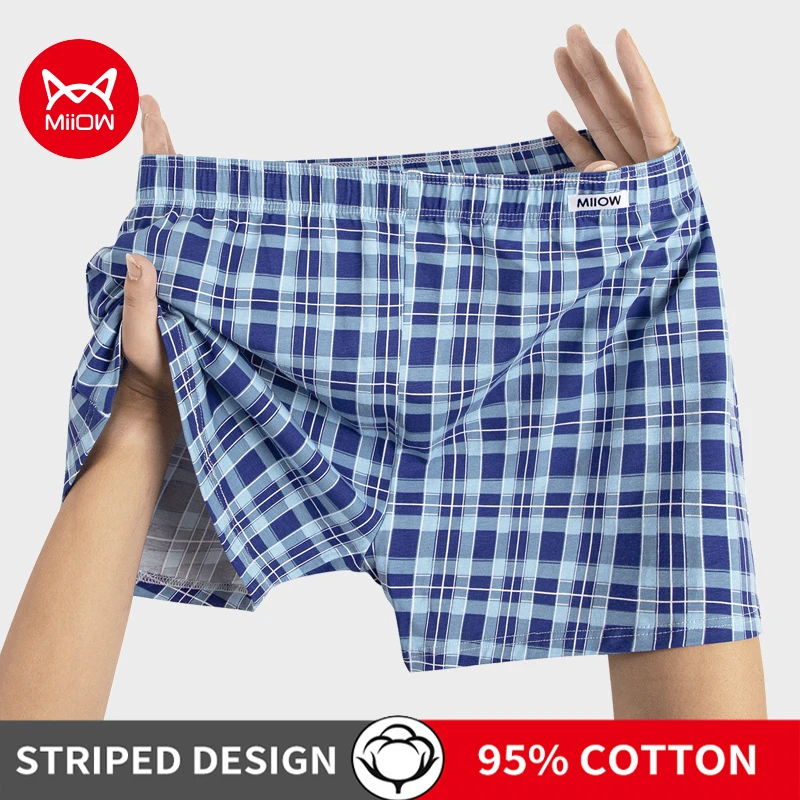 

MiiOW 2/3/4/6Pcs Cotton Men's Underwear Breathable Summer Mens Striped Panties Boxershorts Large Size Shorts Mens Aloha Pants