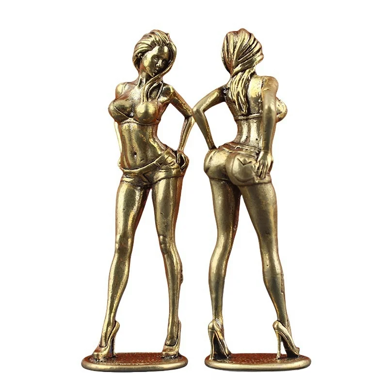 Solid Copper Beautiful Woman Ornament Sexy Bikini Beauty Figurine Girl Model Collectible Statue Gifts For Man Brothers