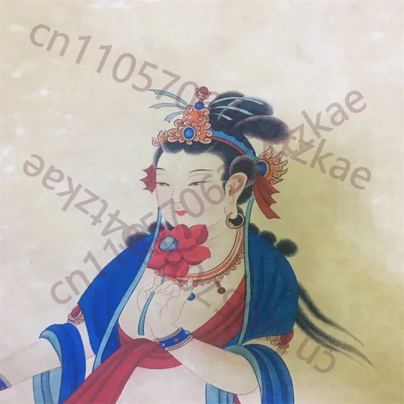 Chinese Old Scroll The works Painter Zhang Daqian's Dunhuang Ladies Painting , Rice Paper Painting Slice,Decorative Picture Art