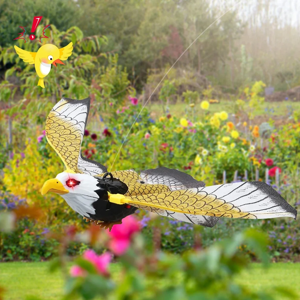 Bird Scarer Hanging Eagle Bird Scarecrow Fake Horned Hawk Decoy Outdoor Falcon Decor Eagle Fake Hawk Decoy Statue Garden Decor view 2