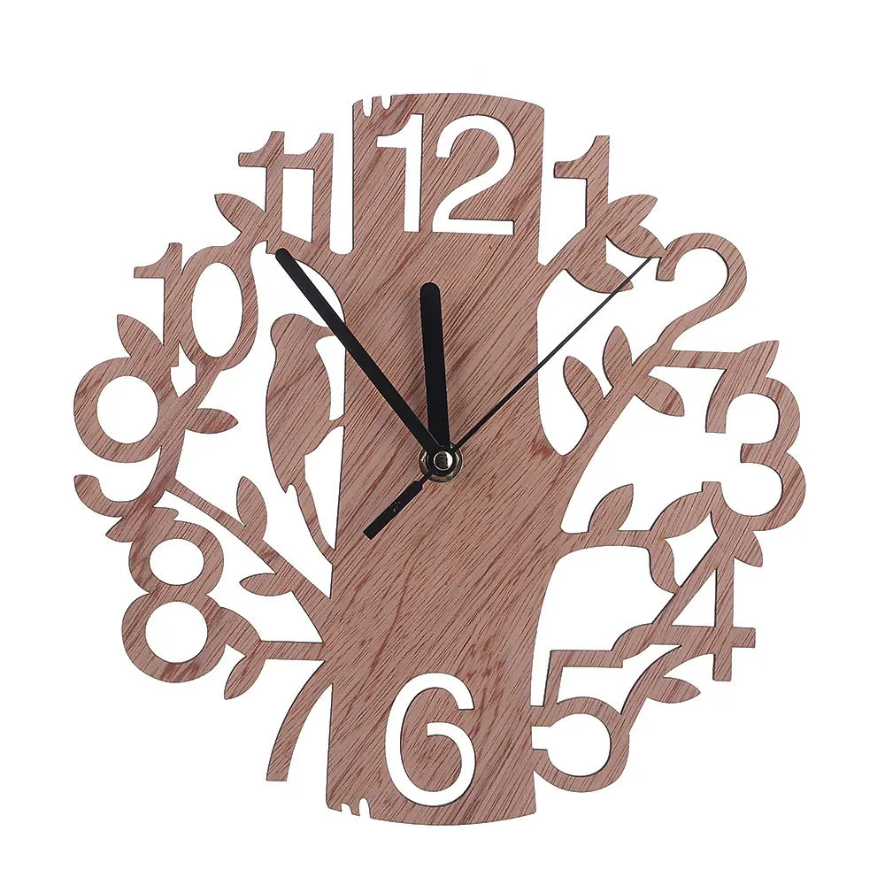 Wooden Wall Clock Wall Decal Home Tree Shape Clock Living Room Office Wall Decoration