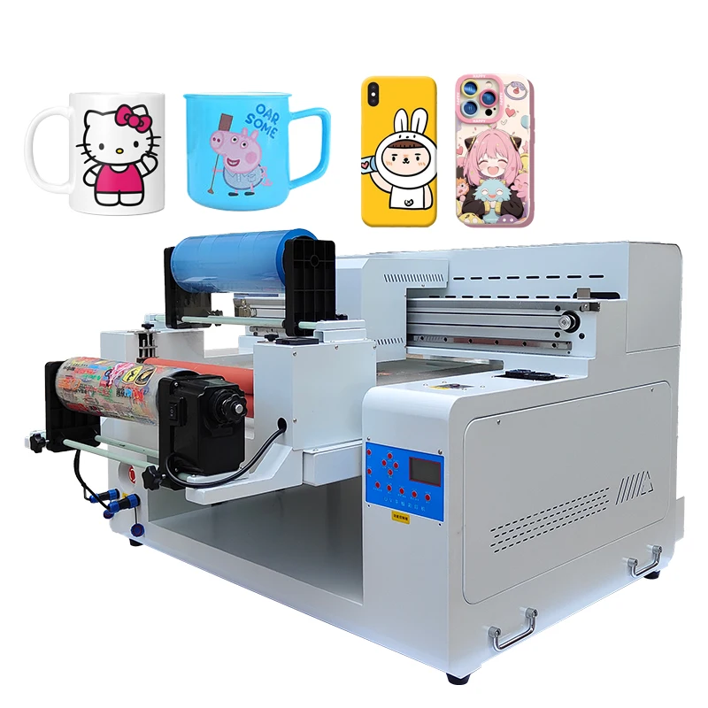 6050 uv flatbed printer CMYK+White+Varnish multicolor 3200dpi high resoluotion textile ink roll-to-roll flatbed printer