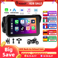 Podofo 5 ''IPS Screen Motorcycle Carplay Android Auto Brightness Adjustment IP68 Waterproof Bluetooth 5.0 Smart Screen Player