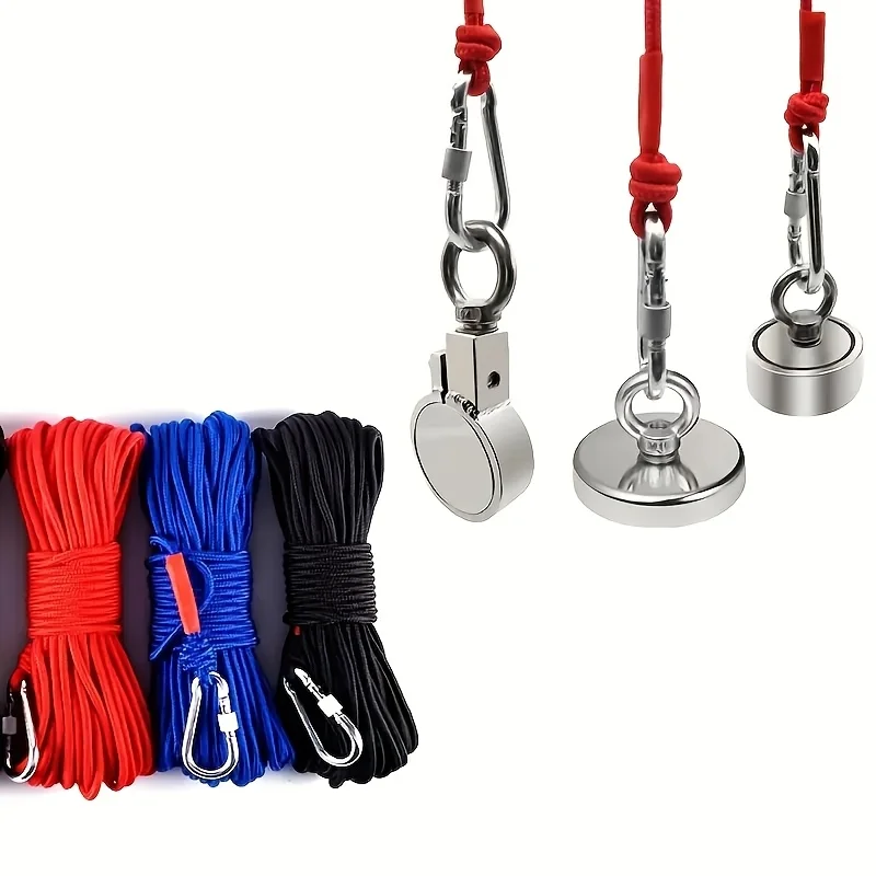 2pcs Magnetic Fishing Rope, Braided Rope with Buckle, Nylon Anchor Rope, Clothesline, Anchor, Cargo Lashing Rope, Tow Rope