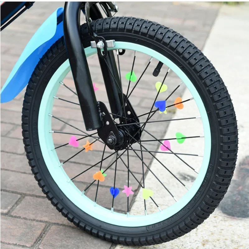 36Pcs Colorful Safety Kids Clip Bicycle Round Multi-color Love Heart Stars Wheel Bike Accessories Decoration Bead Spoke Beads