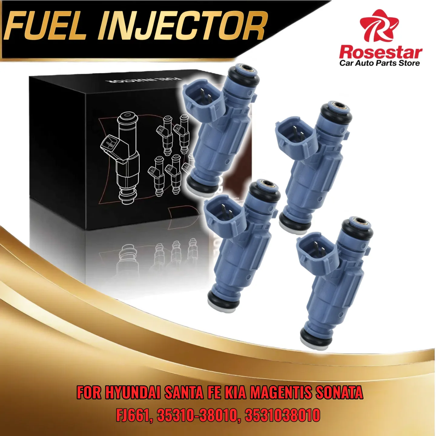 

4x Fuel Injector for Hyundai Santa Fe Sonata for Kia Magentis Optima 2001-2004 2.4L FJ661 3531038010