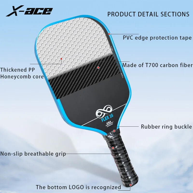 مجداف كرة المخلل X-ACE FLEX، مضرب من ألياف الكربون T700، مجداف كرة البيسبول المتكامل بالضغط الساخن #4