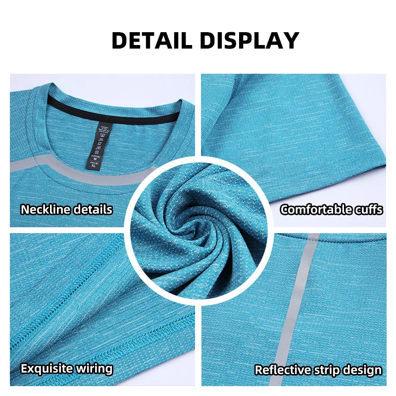 Men Fitness Clothes  Ice Silk Quick Drying Sportswear Suit Short Sleeve Sports T-shirt Shorts Running Tracksuit Gym Training Set