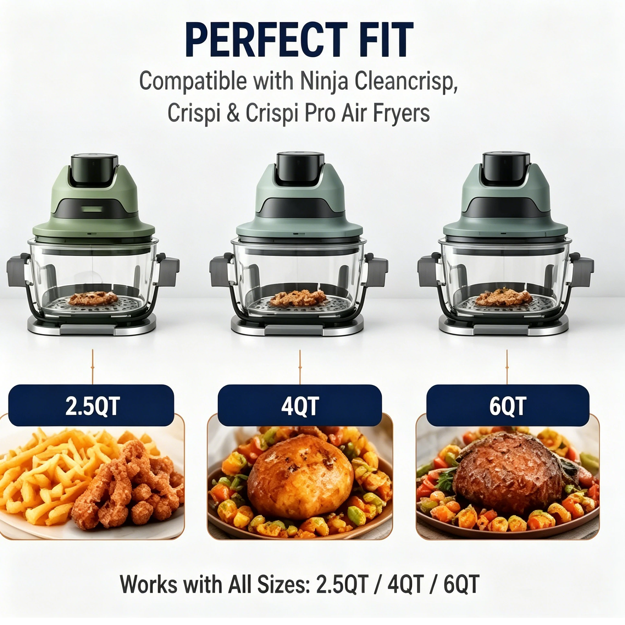 2pcs Silicone Handle Covers for Ninja Crispi Air Fryer Heat-Resistant Burn Protection for 2.5/4/6QT Glass Containers Accessories view 4