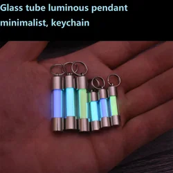 Nightlight Tube Pendant Edc Keychain Non Tritium Tube Minimalist Luminous Pendant Stainless Steel Glass Eternal Light