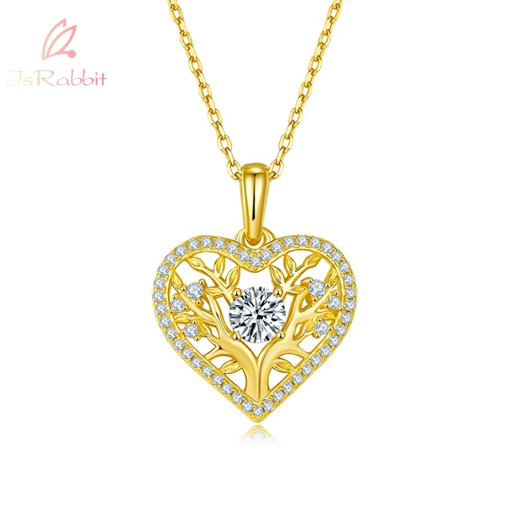 

IsRabbit 18K Gold Plated GRA All Moissanite Diamond Anniversary Pendant Necklace for Women Gift 925 Sterling Silver Fine Jewelry