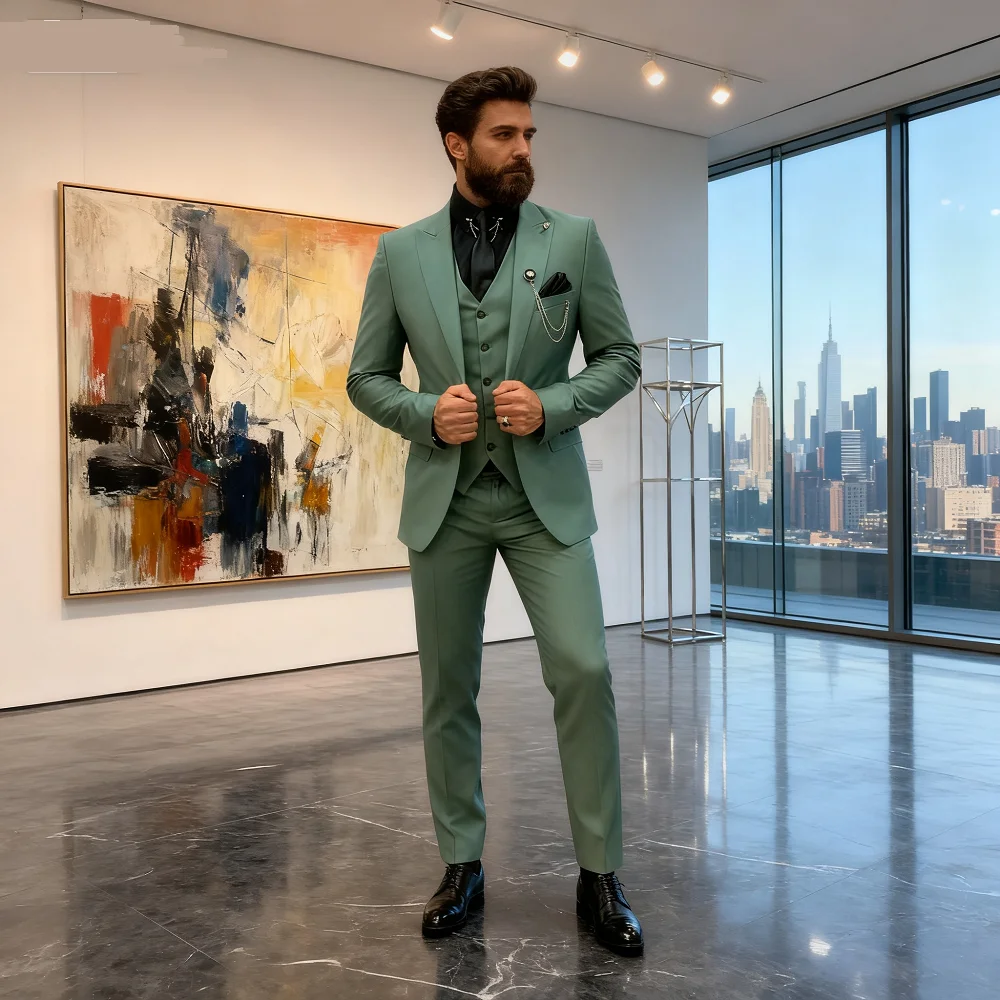 

Formal Monochromatic Wedding Tuxedos for Men Bachelor Party Graduation Celebration Snoking Outfit Men's Clothing Set