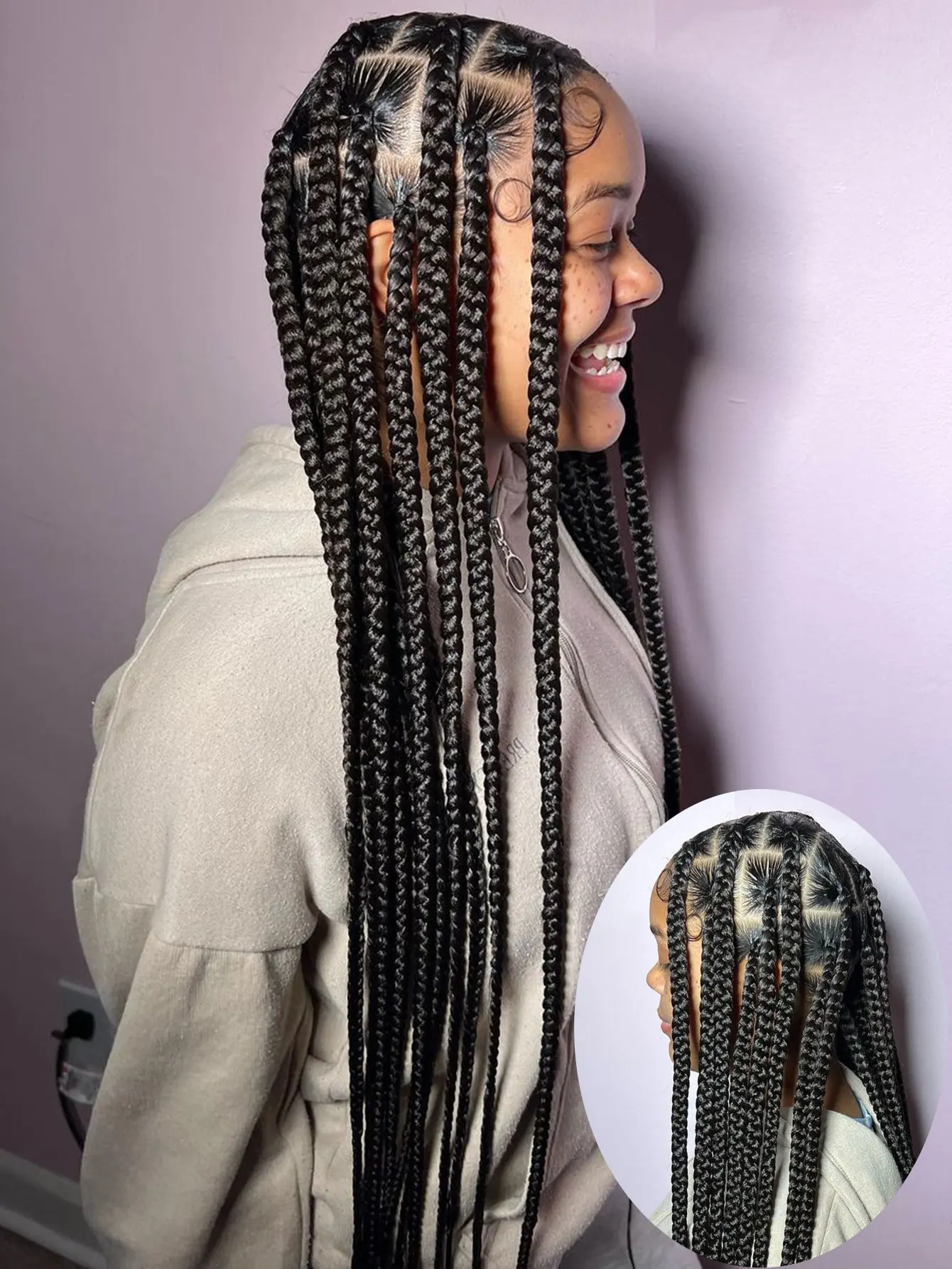 

Cornrows Full Lace Braided Wigs Synthetic Knotless Box Braiding Wigs For Black Women 36'' Tribal Box Braids Wigs With Baby Hair