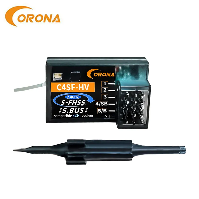 CORONA C4SF-HV 2.4G S-FHSS 4CH HV Receiver S.BUS Compatible For Futaba 3PV 4PLS 4PV 4PX RC Car Waterproof Mini Receiver