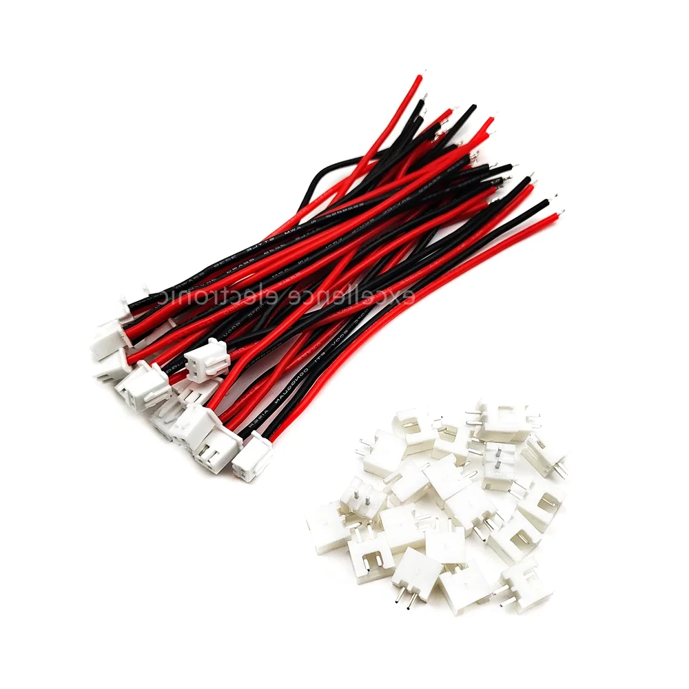 JST XH 2.54mm 2-Pin Male Female Connector Plug with 22AWG Soft Silicone Wire Cables 100mm