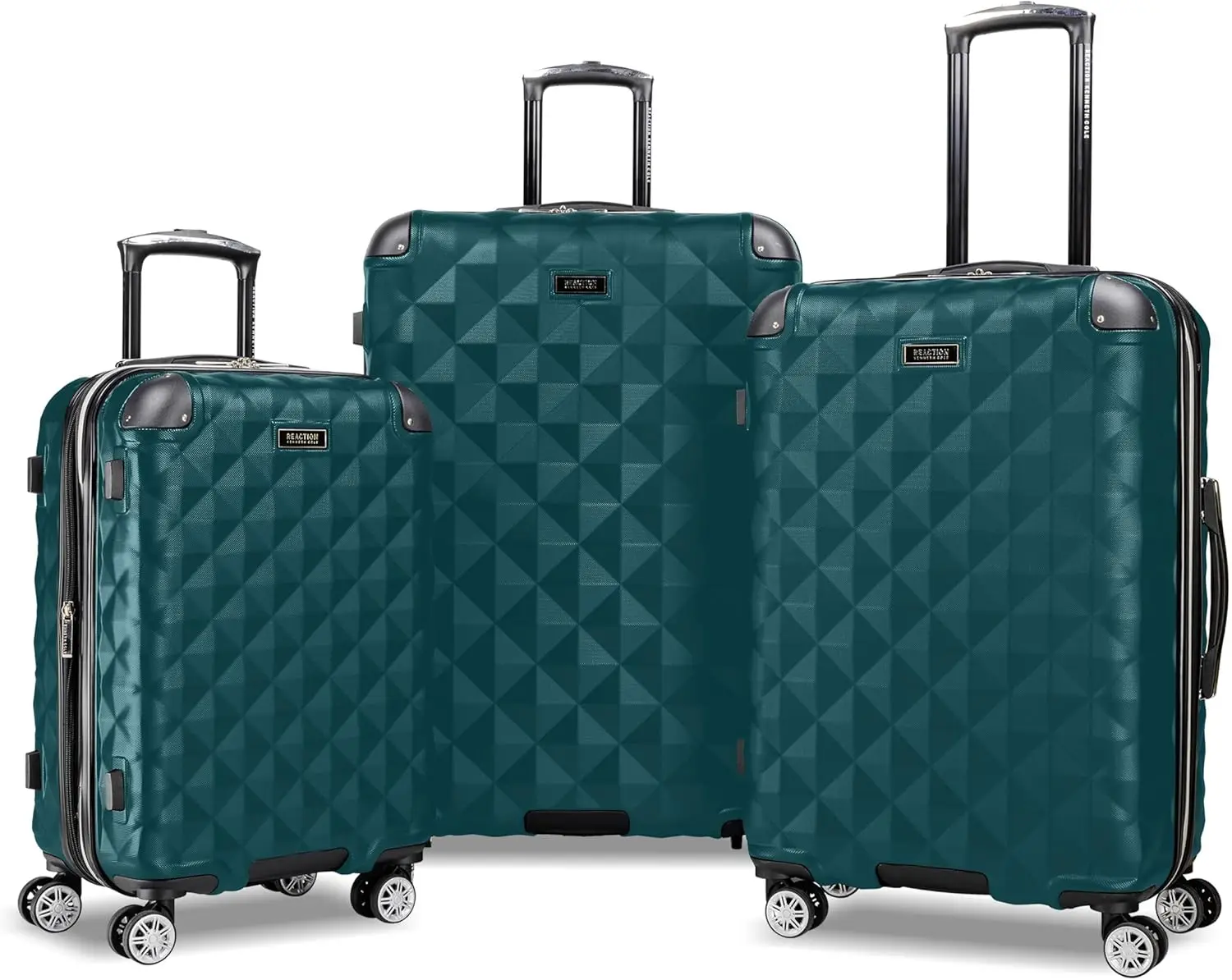 Lightweight Hardside Expandable 8-Wheel Spinner Travel Luggage 3-Piece Set (20", 24", 28") Diamond Textured, Deep Teal