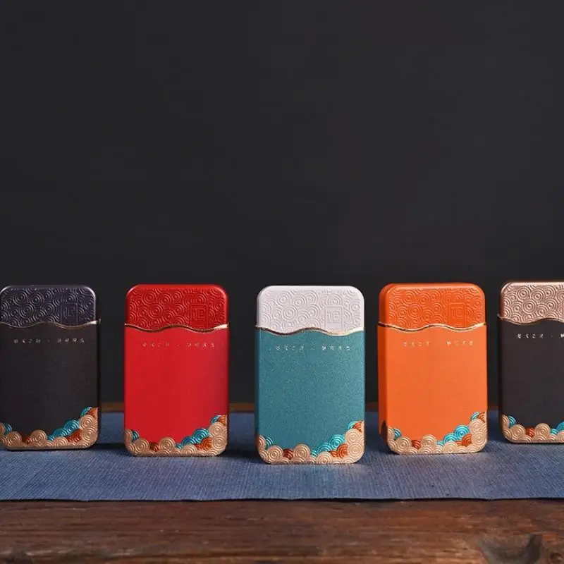 Small Rectangular Wavy Pattern Metal Tea Storage Box Portable Tea Organizer for Kitchen Pantry Tea Bag Organization