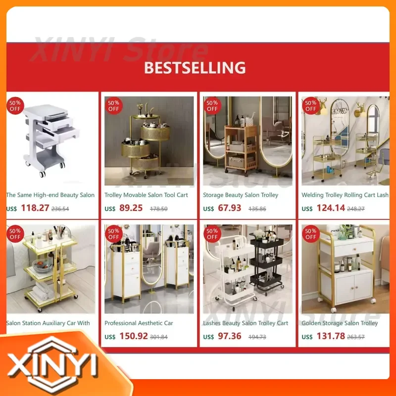 Thickened Stainless Steel Salon Trolley for Medical Rack Barber Shop Hospital Surgery Trolley Beauty Salon Auxiliary