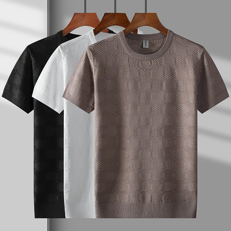 سترة تريكو رائعة للرجال من Pull Homme بلوفرات بأكمام قصيرة جودة الخريف سميكة وناعمة ومريحة ومطاطة Sueters De Hombre