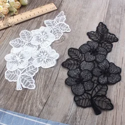 1Pc Black Flower Sewing Motif Venise Lace Applique for Garment Embroidery Lace Patch 20*10.8CM