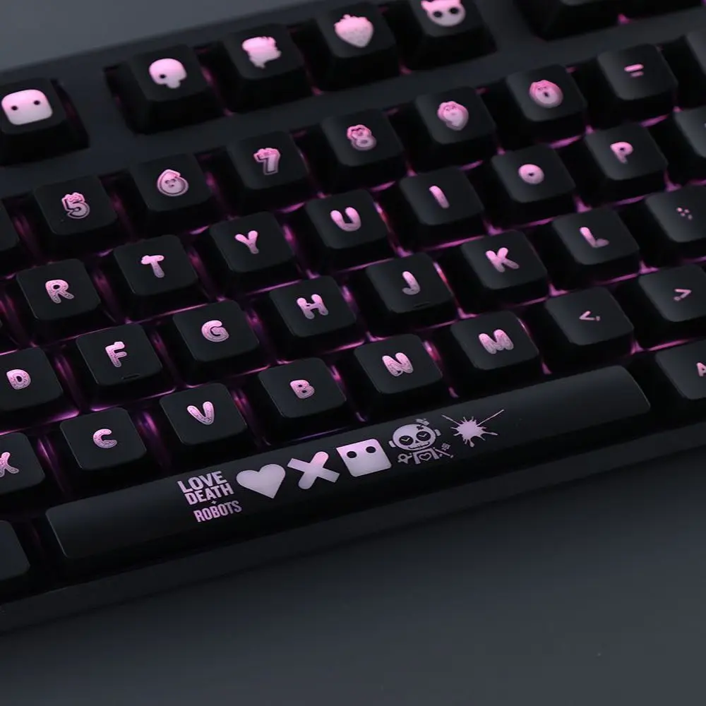 Love Death And Robots Keycaps OEM Profile For Mechanical Keyboard DYE-SUB Cute Letter Transparency Backlight 108 Key Caps Set