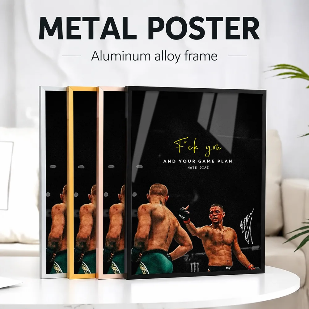 Nate Diaz Framed Metal Print Customized Photo Powerful Champion Style Wall Art For Living Room And Bedroom Housewarming Gift