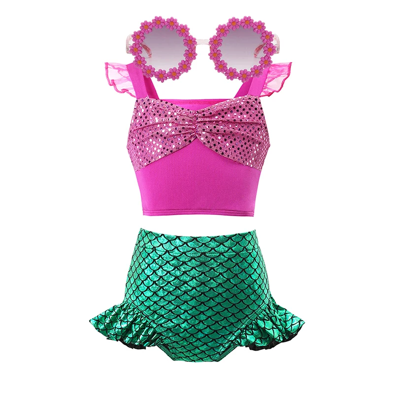 Maillot de bain d'été pour bébés filles de 2 à 10 ans, tenue de plage pour tout-petits, bikini, vêtements de plage, ensembles de maillots de bain princesse cosplay