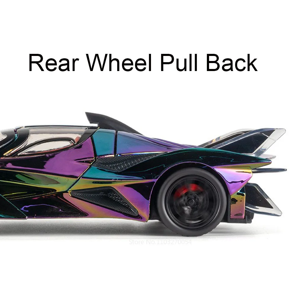 1:24 Apollo EVO IE Modello di auto sportiva in lega Diecast Toy Suono Luce Tirare indietro Porte aperte Veicolo in miniatura Regalo di compleanno per bambini