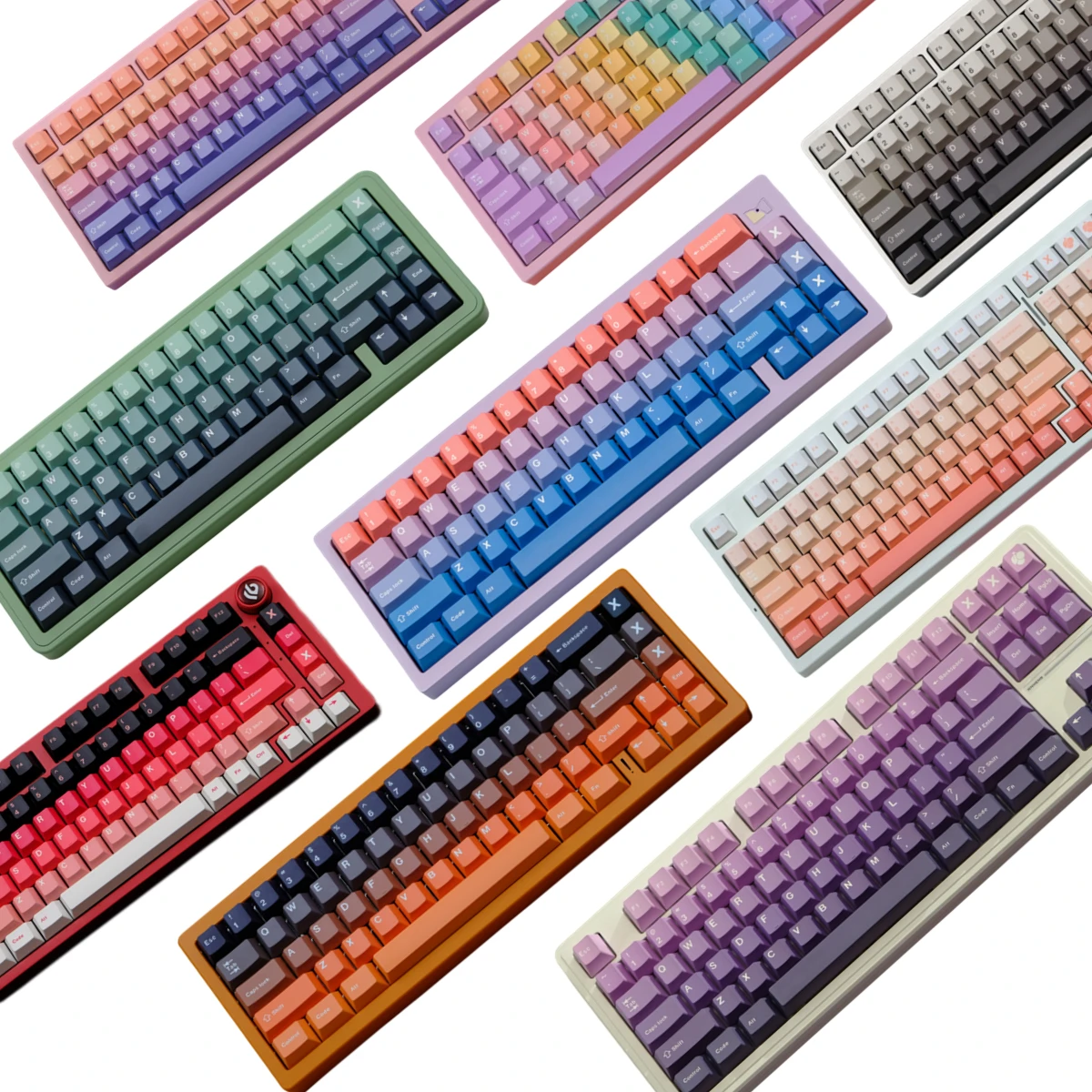 147 Keys Gradient Color  PBT Keycaps Cherry Profile Dye Sublimation For MX Switch Gaming Mechanical Keyboard ISO enter 6.25U 7U