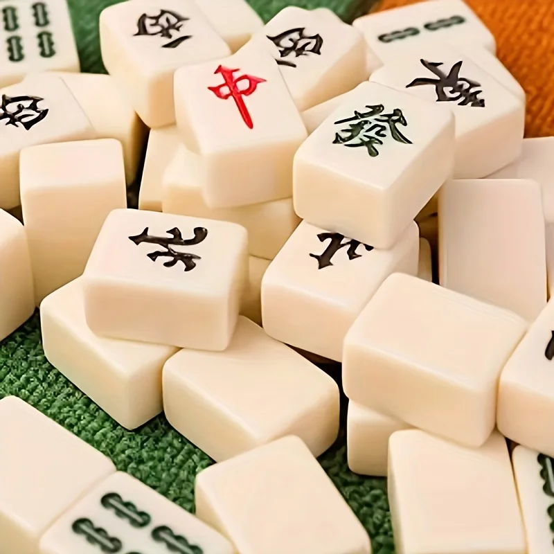 144pcs Mini Mahjong, Chinese Traditional Mahjong, Board Game Family Toys, Exquisitely Carved Numbers And Chinese Characters