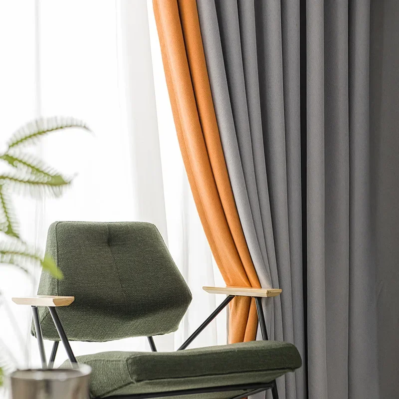 N3330Light luxury living room bedroom insulation Nordic style curtain cloth simple and stylish