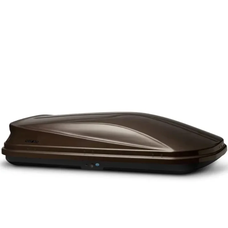 Aerodynamic layout roof cargo box with safety system