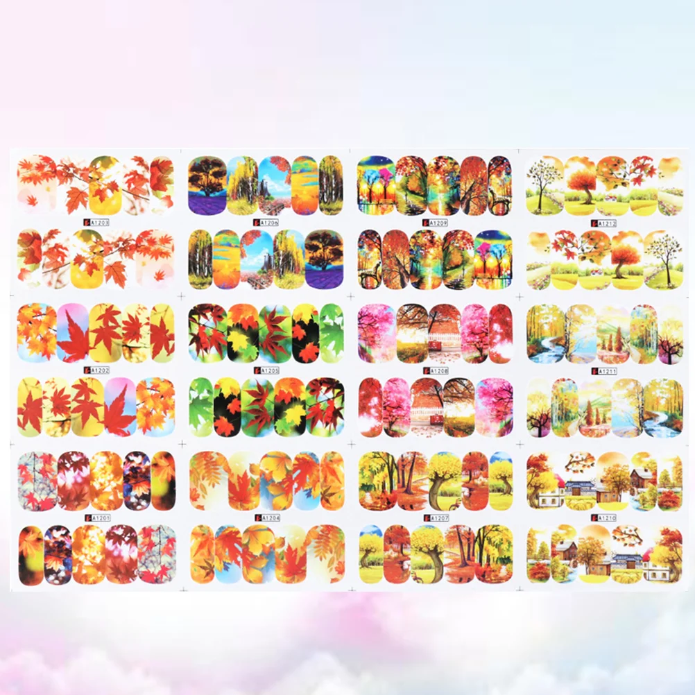 3 Sets Autumn Manicure Stickers Maple Leaf Nail Decals Nail Pastes DIY Manicure Supplies