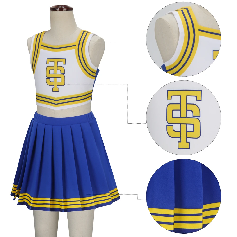 Kids Adult Taylor Eras Tour Outfit Cheerleader Uniform TS Shake It Off Blue White Tay Tay Fan Concert Party Costume for Chidren