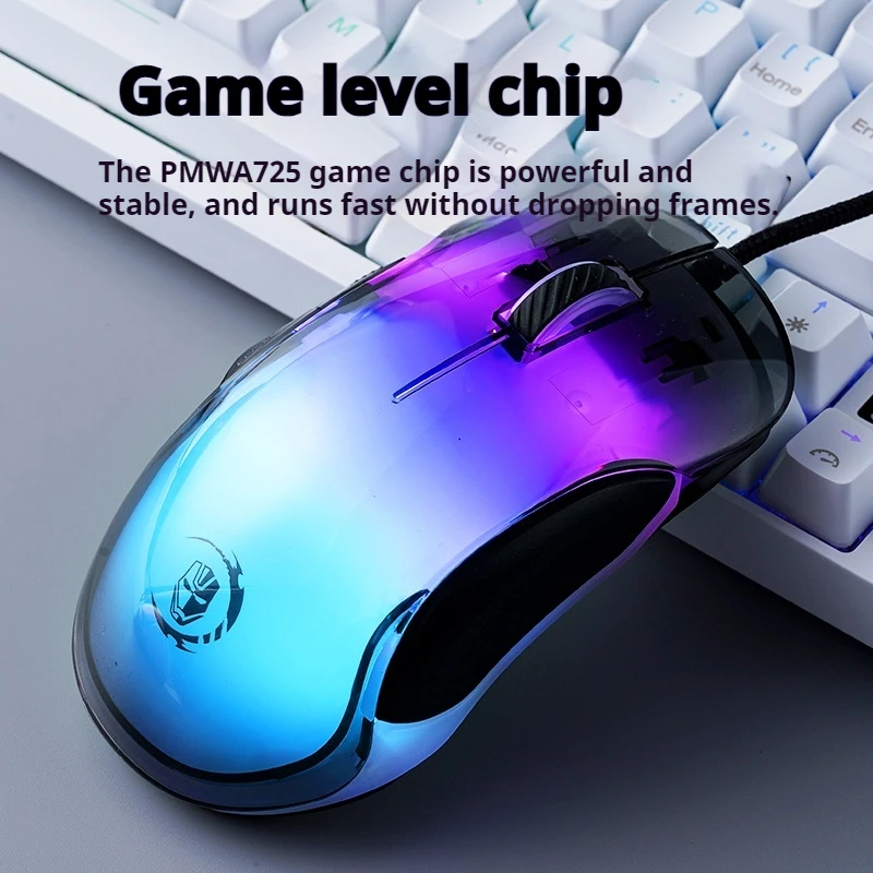 Wired Mouse With Rgb Transparent Color Light For Comfortable Touch Suitable For Business And Office Electronic Game Players
