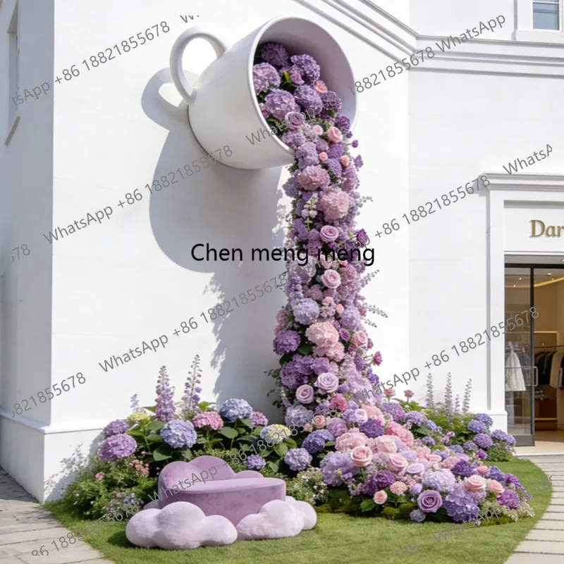 

Giant waterfall simulation flower landscaping commercial beauty Chen spring purple decorative clock in photo props ornament