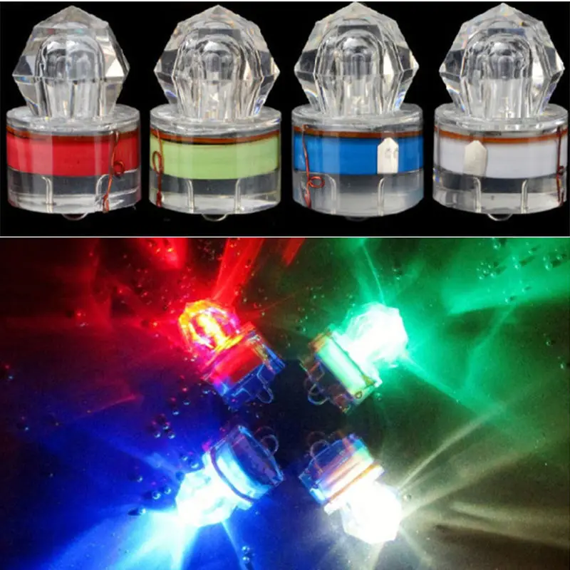 Mini señuelo de pesca de colores, lámpara subacuática ABS, forma de diamante, luz de cebo de pesca, lámpara de señuelo de pescado luminosa impermeable