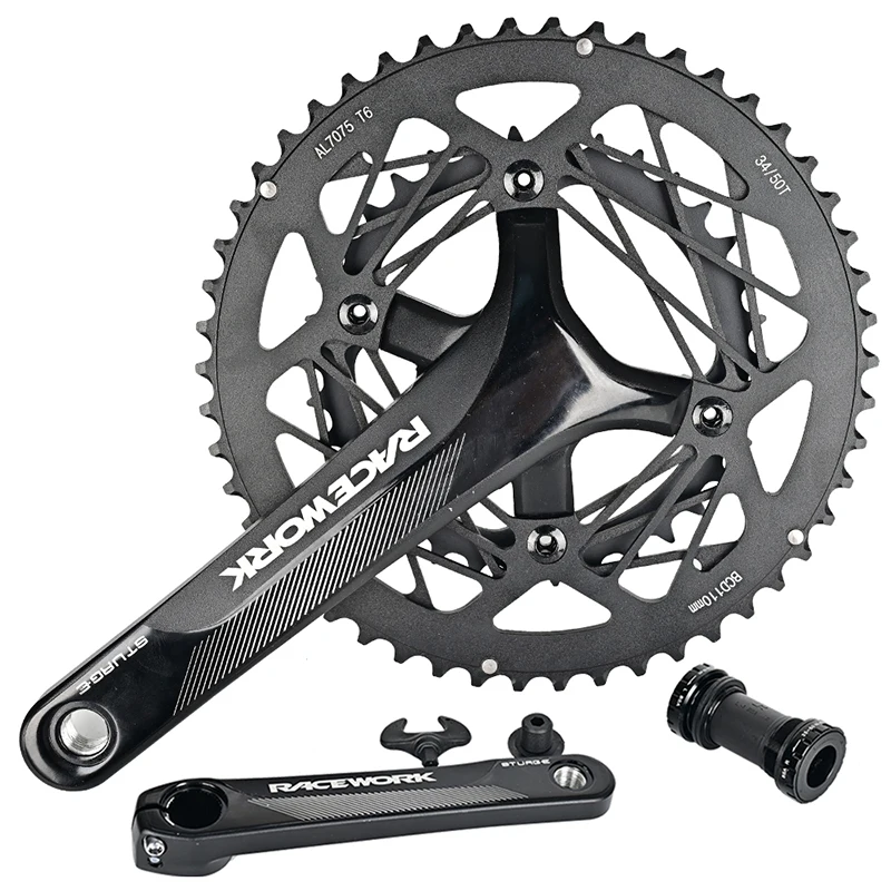 

Alloy Road Bike Chainwheels Set 9/10/11/12 Speed Integrated Racing Bicycle Cranksets 50-34T/53-39T 170mm Crank Arm