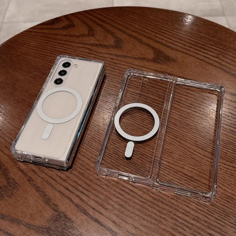 For Magesafe Magnetic Clear Wireless Charging Phone Case For Samsung Galaxy Z Fold 7 6 5 4 3 Z Flip 7 6 5 4 3 Shockproof Cover