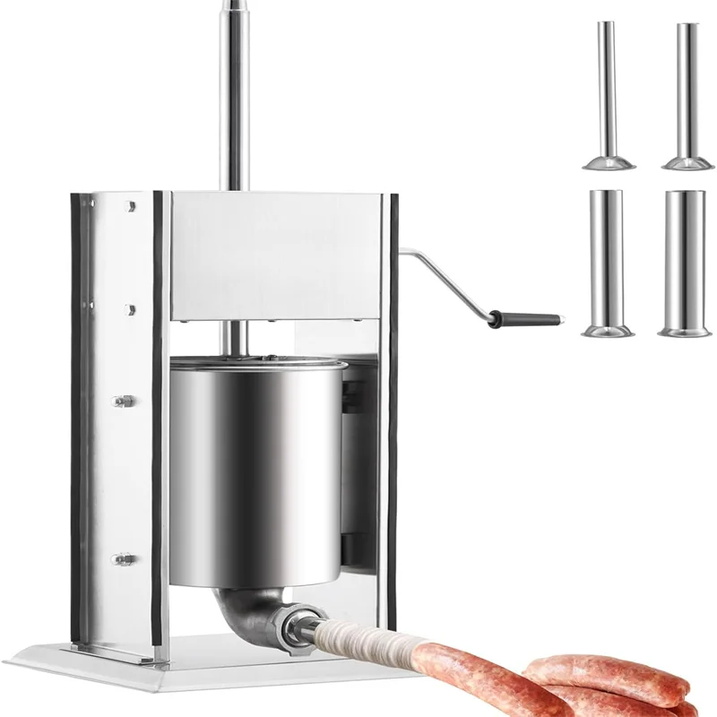 Stainless Steel Sausage Maker - Fast/Slow Speed, Easy to Clean, Tabletop Manual, Dual Exhaust Valves, Ideal for Restaurants