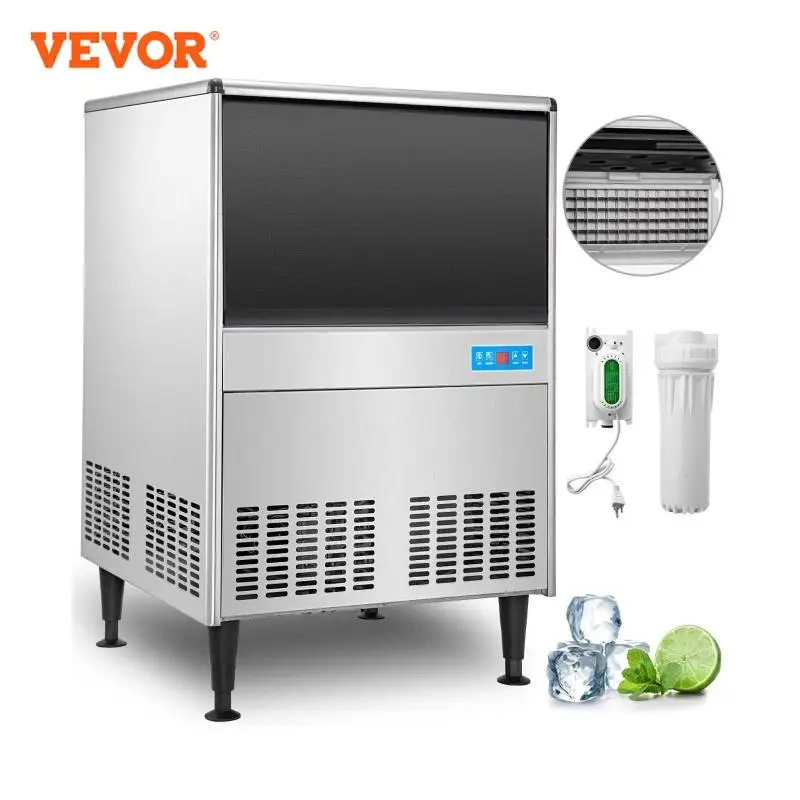 VEVOR Kommerziellen Cube Ice Maker 43KG 57KG 68KG/24H Unterbau Edelstahl Auto Klare Flüssigkeit einfrieren Maschine Eis Generator