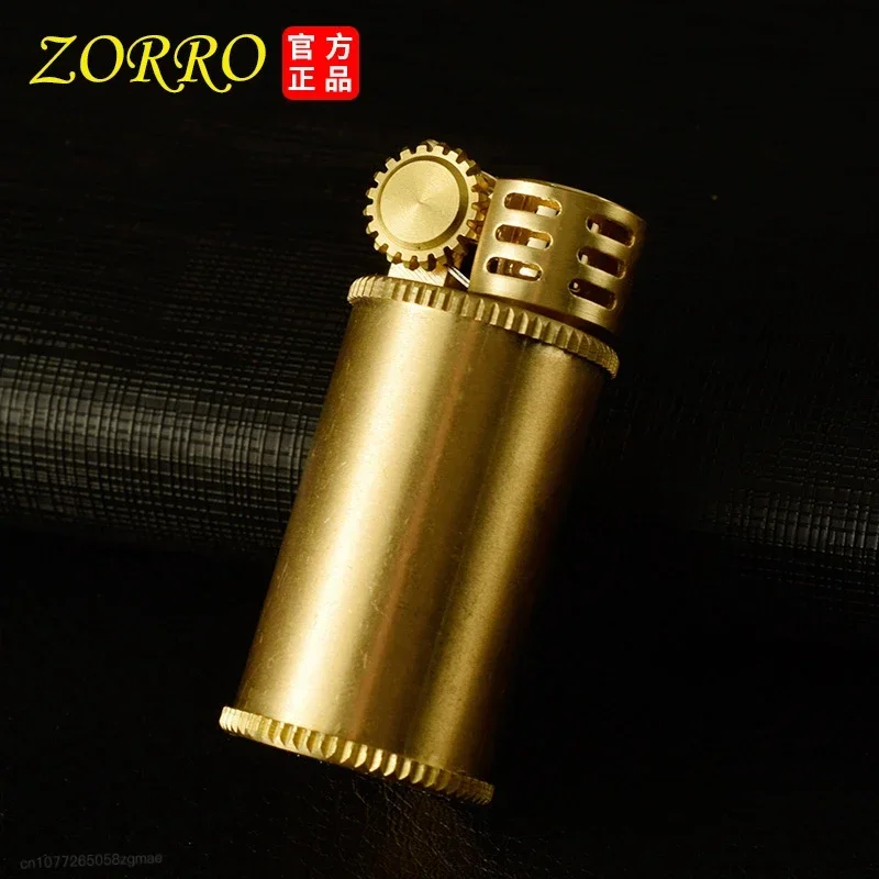 Zorro 583 Vintage Kerosene Lighter Brass Small Chubby Wheel Lighter Men\'s Series Gift Smoking Accessories