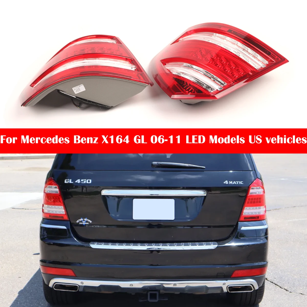 

US Version1648203364 LED Tail Lamp Rear Brake Lamp Assembly For Mercedes Benz X164 GLC300 GL350 GL450 GL550 LED Models 06-11