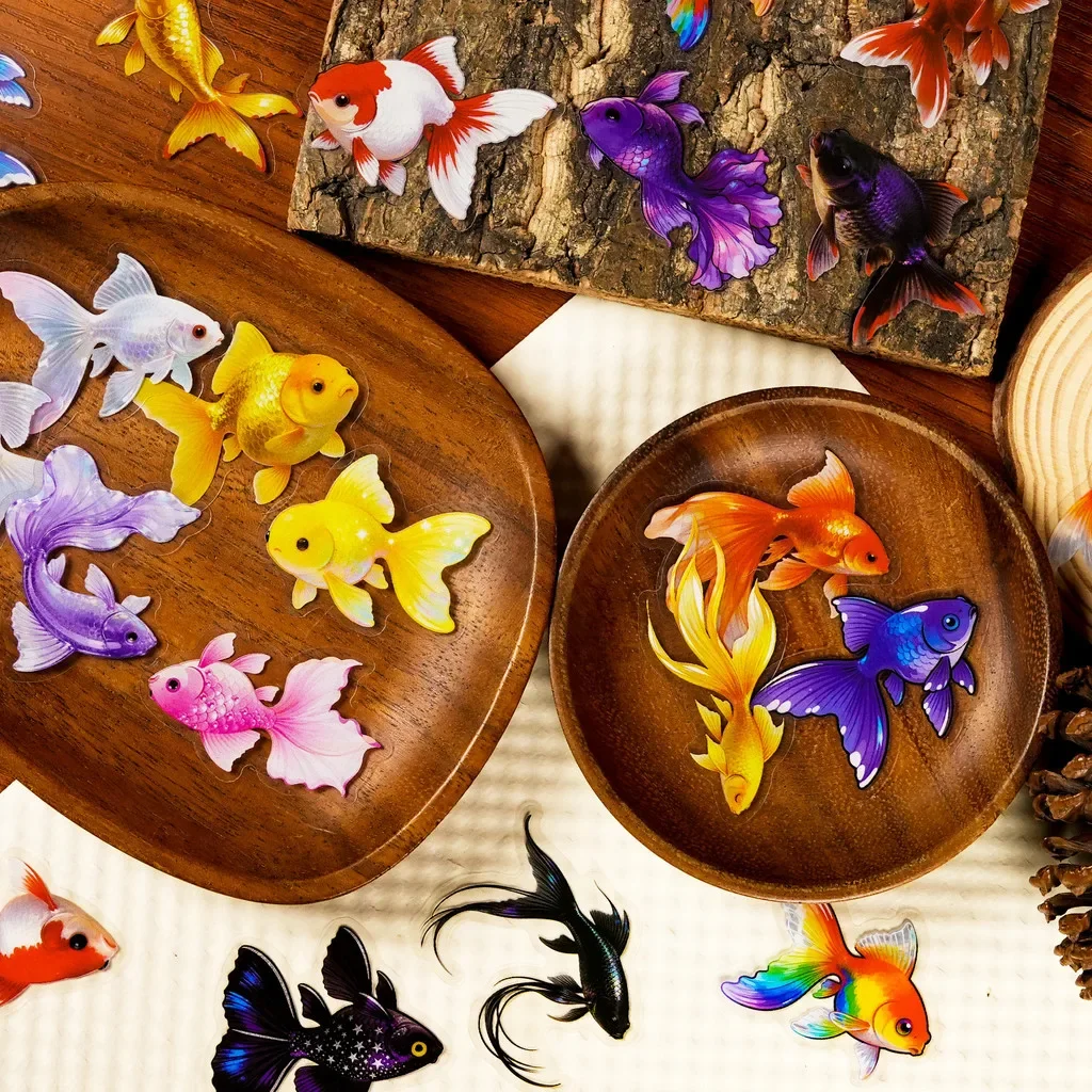 Clear PET Vibrant Goldfish Sticker Pack 56 Sheets, Aesthetic Aquatic Decorative Stickers for Scrapbook Giajar Sticker Store