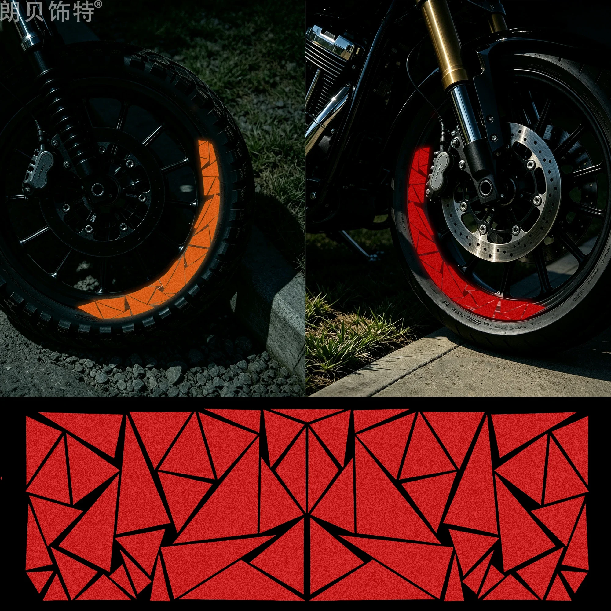 3pcs Reflective Geometric Combined Motorcycle Stickers Creative Decoration for Motorbike Tank Scooter Body and Wheel Hubs Decals