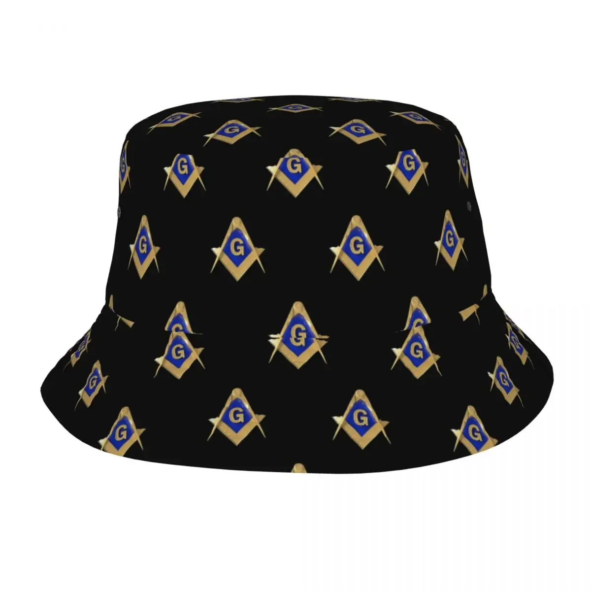 Freemason Square Compass Gold Masonic Bucket Hat for Girl Travel Mason Freemasonry Sun Hat Stylish Camping Fishing Cap Ispoti